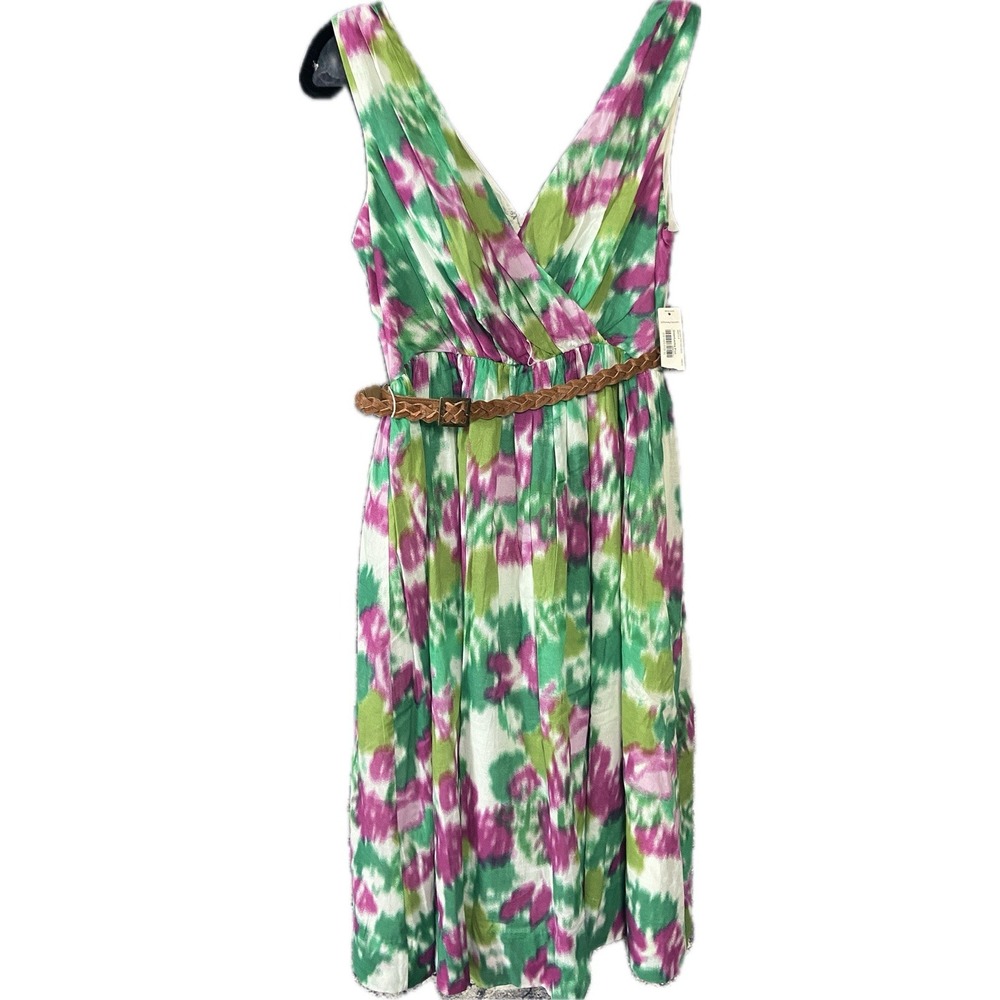 Allen B By Allen Schwartz ‎ Dress  Size 4 Green Fuchsia Cotton Romantic